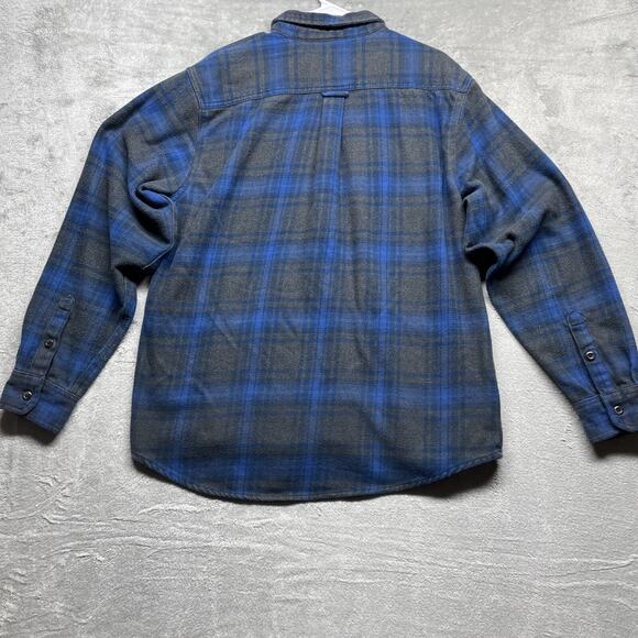 Orvis Shirt Jacket Mens XL Blue Plaid Long Sleeve Button Shacket Heavy Flannel - Picture 7 of 9